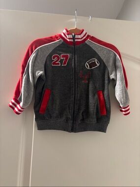 Kids Grey & Red Football Zip-Up Jacket